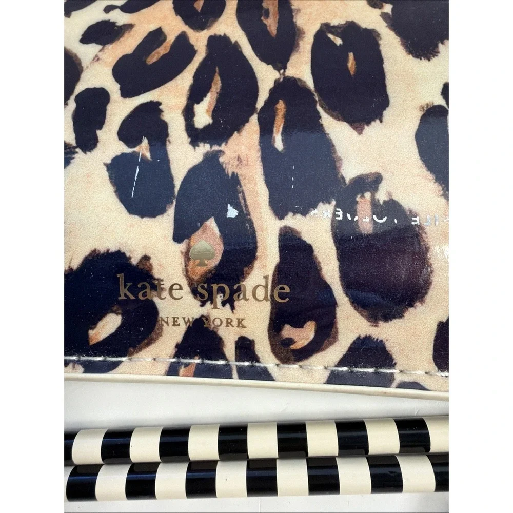 KATE SPADE New York 164752 LEOPARD Pencil Pouch, Sharpener, Eraser, Ruler